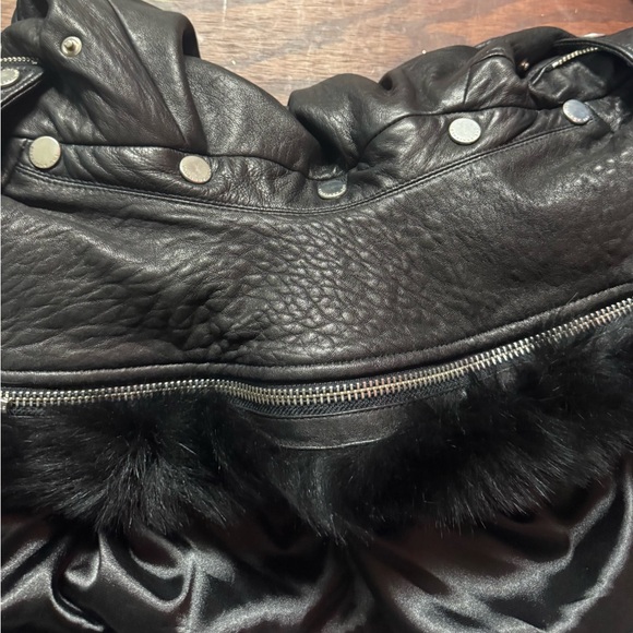 The Arrivals Women Real Black Lamb Leather and Detachable Fur collar Jacket M - Picture 9 of 12